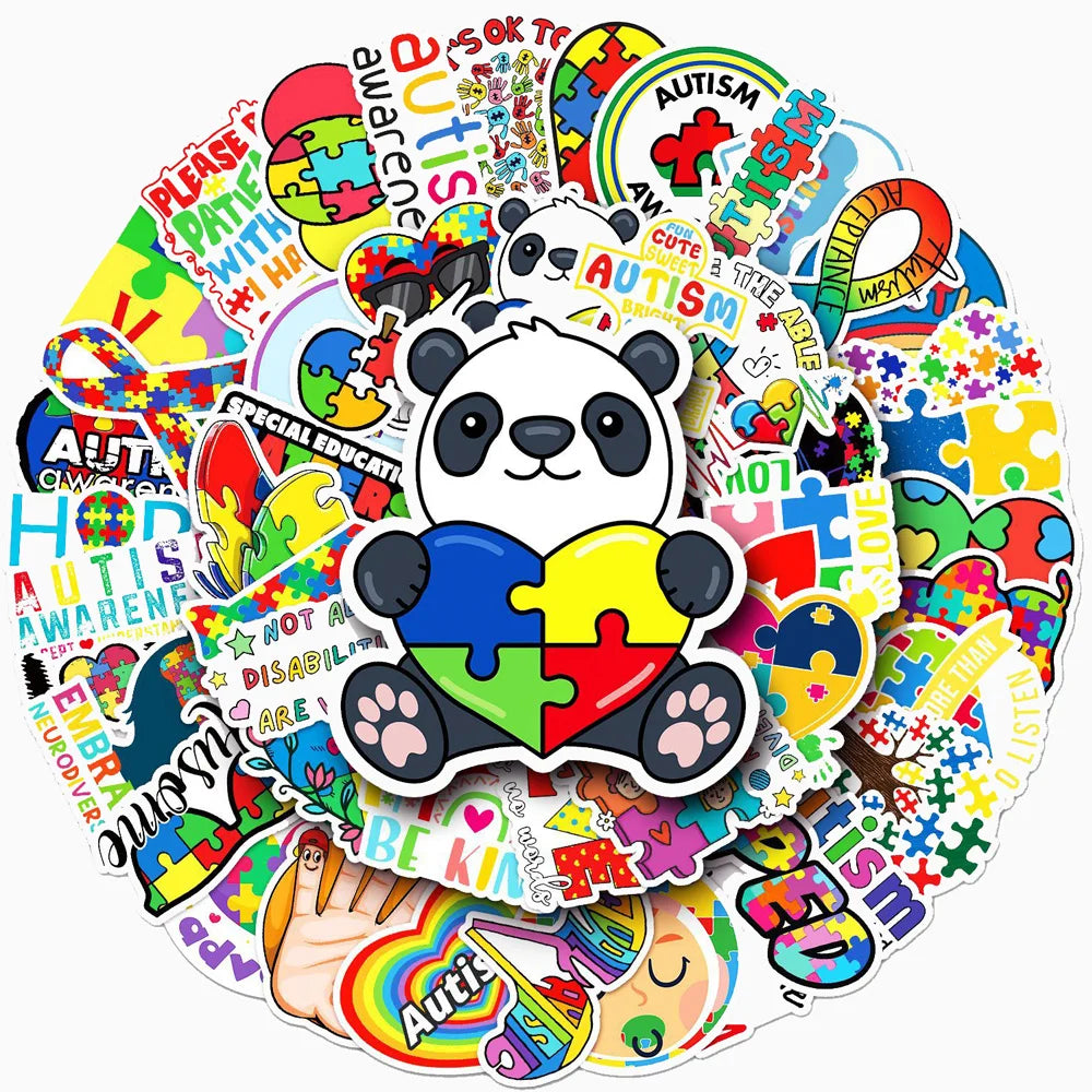Motor Skills: 10/30/50pcs Color Puzzle Love Autism Cartoon Graffiti Stickers Scrapbook Phone Laptop Bike Luggage Funny Sticker Decal Kids