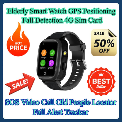 SOS Video Call Old People Locator Fall Alert Tracker Elderly Smart Watch GPS Positioning Fall Detection 4G Sim Card