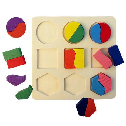 Motor Skills: Wooden Geometric Shapes Montessori Puzzle Sorting Math Bricks,  Preschool Learning