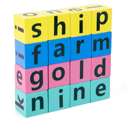 English Learning: Letter Spelling Block Flash Cards Puzzle Game for Baby & Kids, Montessori Wood Toy