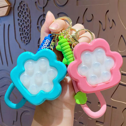 Stress: Push Cat Paw Keychain Pendant Toy Cartoon Kids Squeeze Transparent Bean Stress Relief Sensory Toys Autism Anxiety Toys