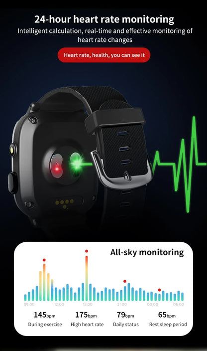 SOS Video Call Old People Locator Fall Alert Tracker Elderly Smart Watch GPS Positioning Fall Detection 4G Sim Card