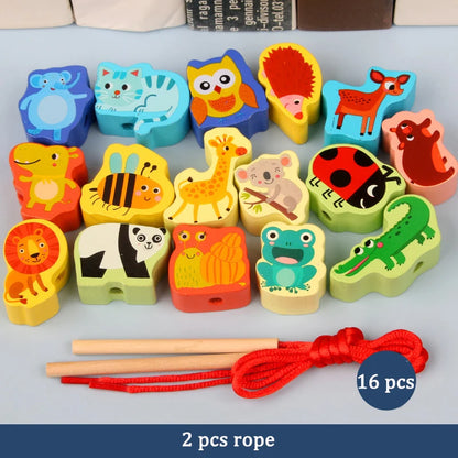 Primary Lacing Beads Educational Montessori Stringing Toy Autism Toys Toddlers Kids Preschool Children Training Gifts