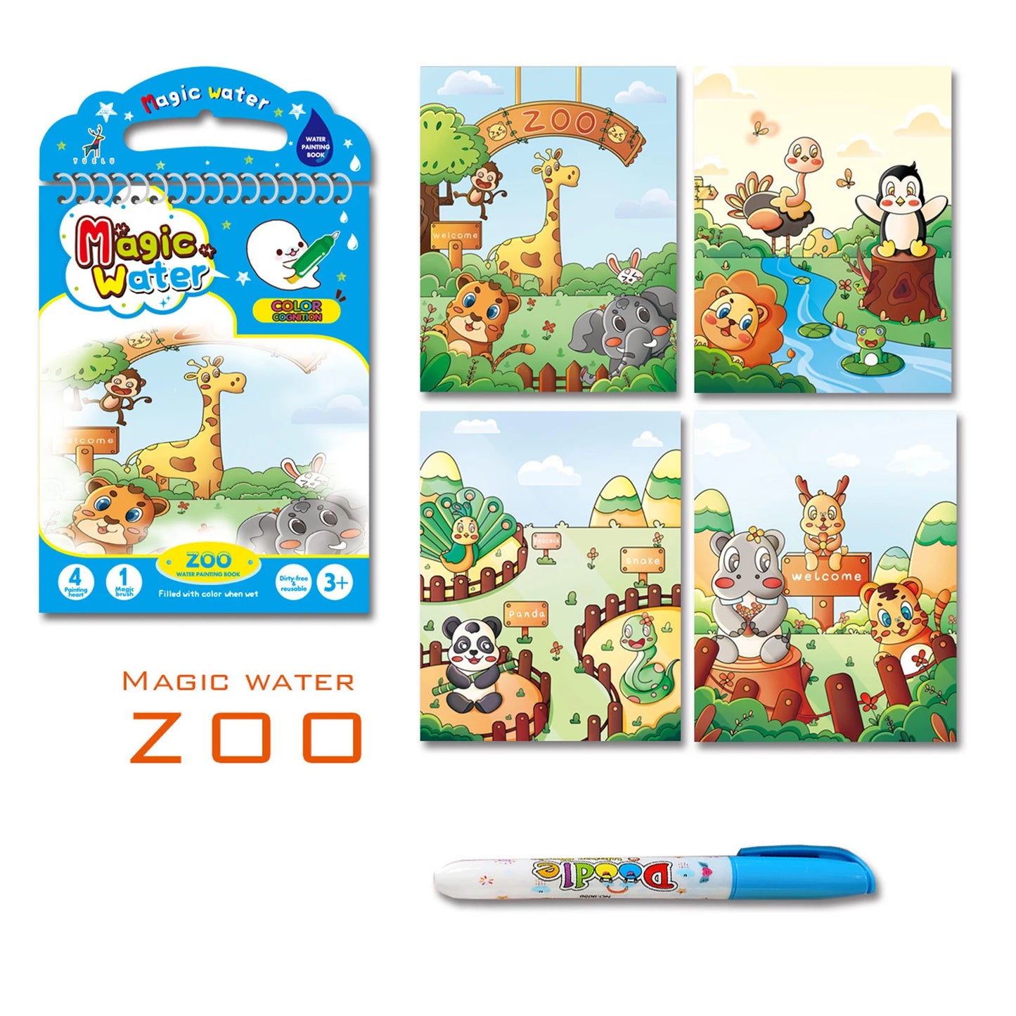Reusable Water Coloring Drawing & Painting Book for Toddlers