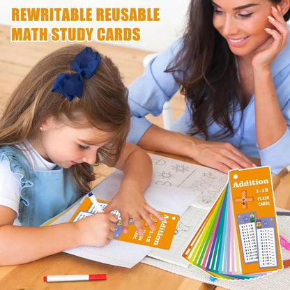 Educational Math Flashcards Set for Kids, with Dry-erase Pens for Kindergarten