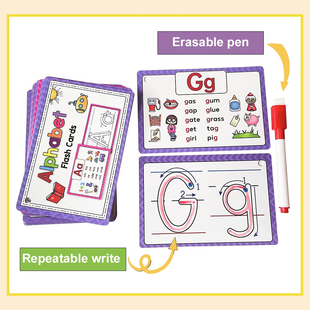 Learn to read, write, and spell your ABCs with 26 Learning Flash Cards