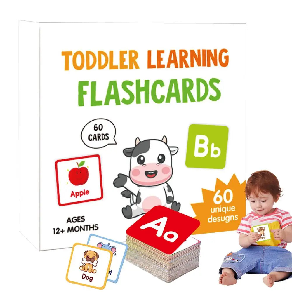 Alphabet & Numbers: Toddler Alphabet Learning Flash Cards(60 Pcs) Intellectual Enlightenment Double-Sided