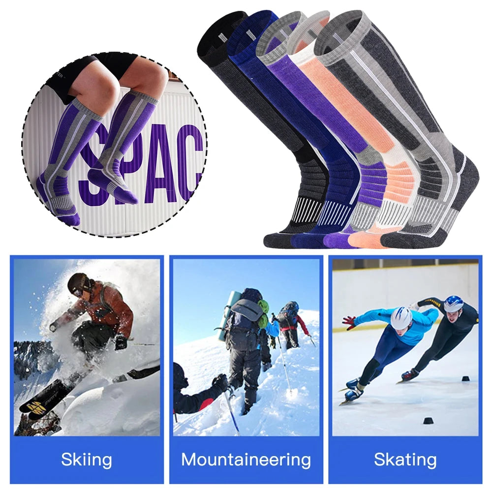 1Pair Ski Socks Skiing Socks Neuropathy OTC Women Men Thermal Knee High Warm Winter Snow Skating Snowboarding Socks Merino Wool