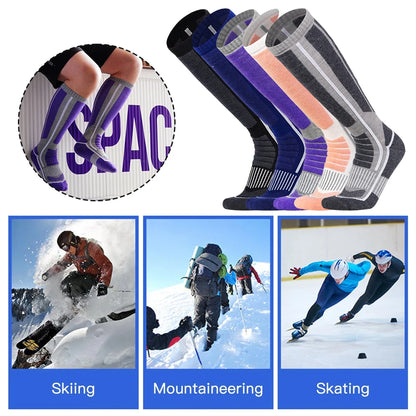 1Pair Ski Socks Skiing Socks Neuropathy OTC Women Men Thermal Knee High Warm Winter Snow Skating Snowboarding Socks Merino Wool