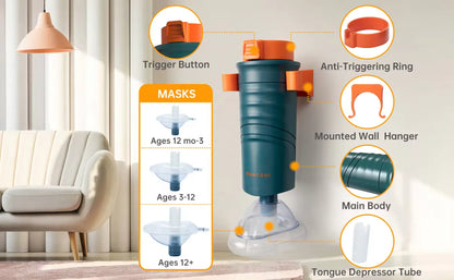 Deluxe Automatic Choking Rescue Device for Kids/adults with 3 Masks. Portable Strong Suction Home Emergency Kit