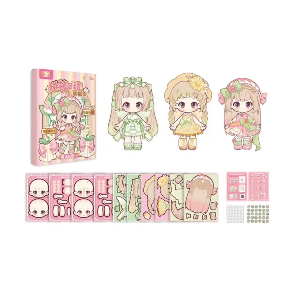 Cartoon DIY Paper Puppet Handmade Montessori 3D Dress Up Paper Doll Quiet Book