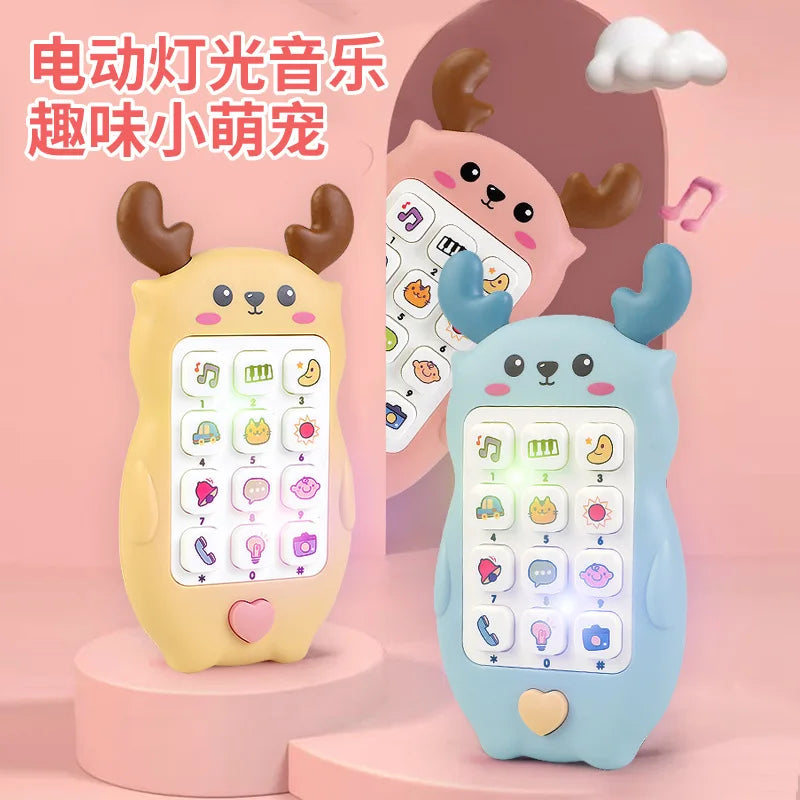 Baby Cartoon Deer Simulation Mobile Music Phone for Children's