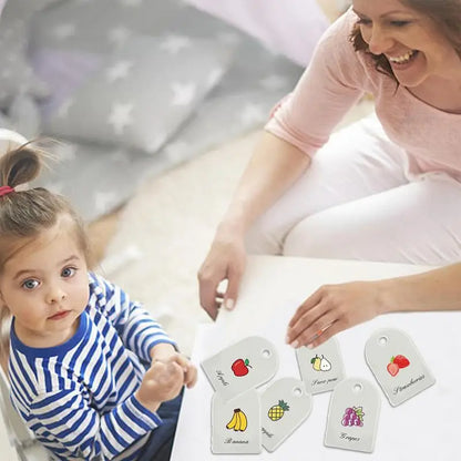 Sensory: Animals & Fruits Cognitive Double Sided Flash Cards for Toddlers. Colorful Learning Cards Games