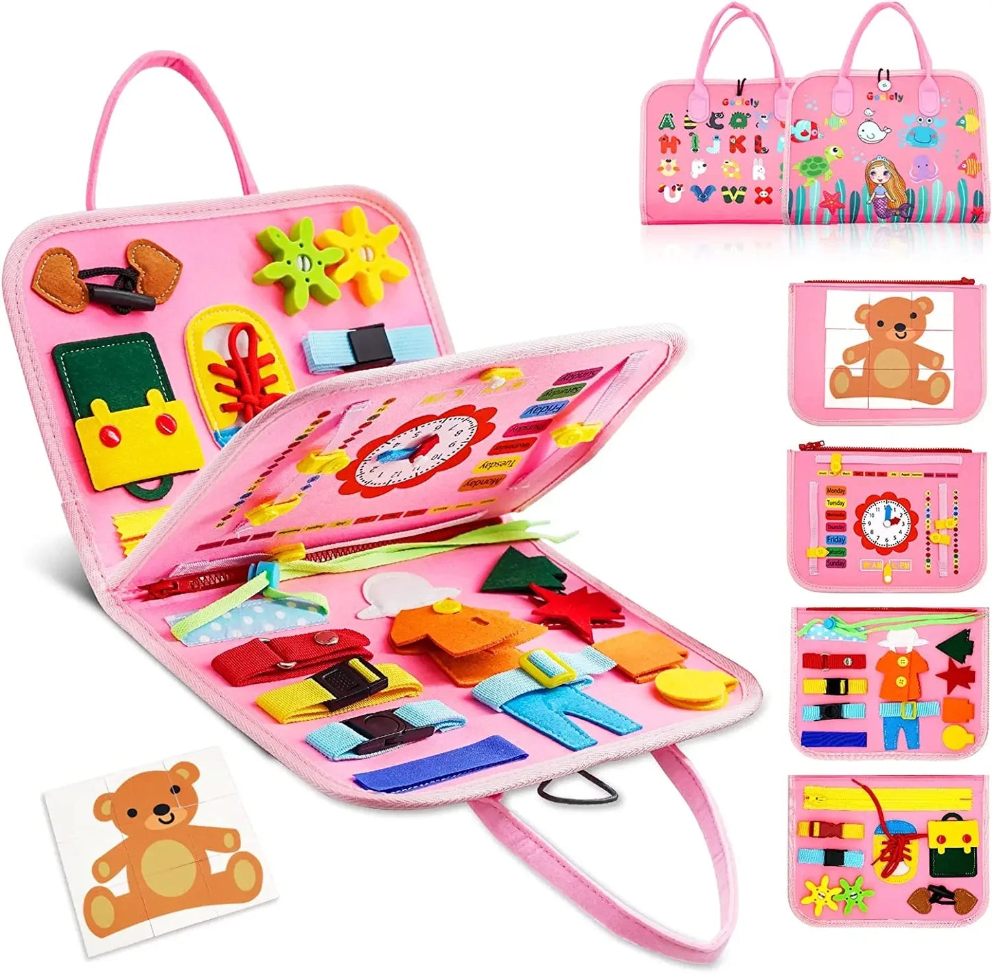 Montessori Toddler Busy Board,Autism Sensory Toys Educational Activity Motor Skills Baby, Life Skills Learning Toys for Kids