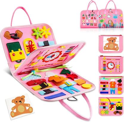 Montessori Toddler Busy Board,Autism Sensory Toys Educational Activity Motor Skills Baby, Life Skills Learning Toys for Kids