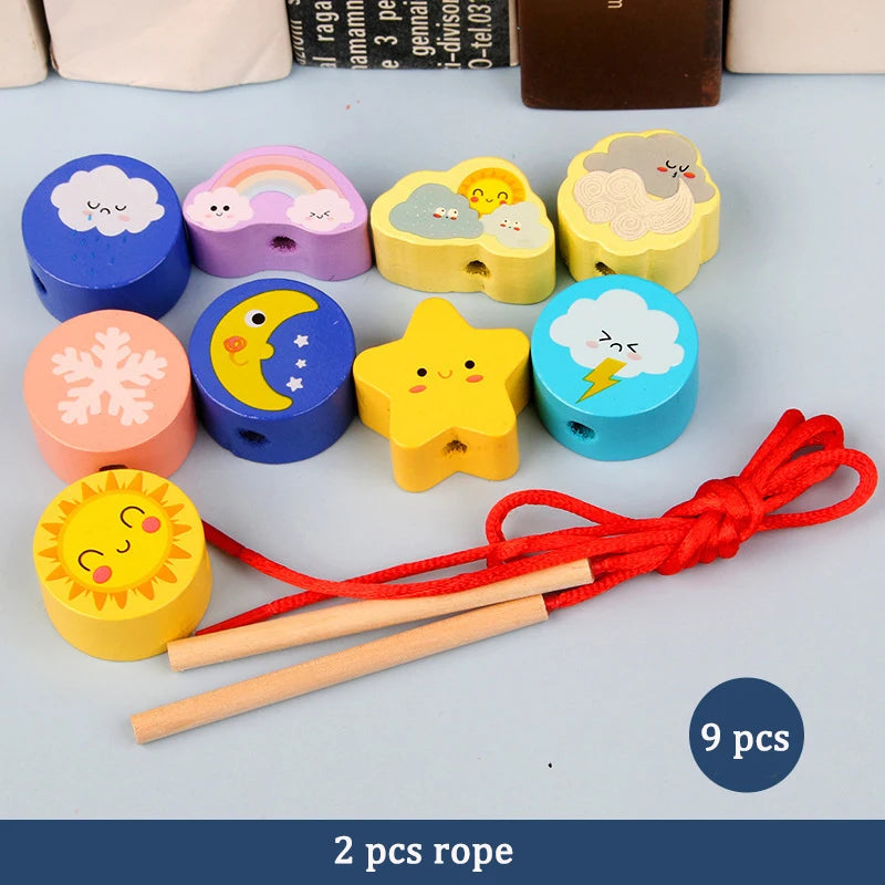Primary Lacing Beads Educational Montessori Stringing Toy Autism Toys Toddlers Kids Preschool Children Training Gifts