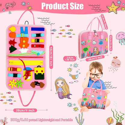 Montessori Toddler Busy Board,Autism Sensory Toys Educational Activity Motor Skills Baby, Life Skills Learning Toys for Kids