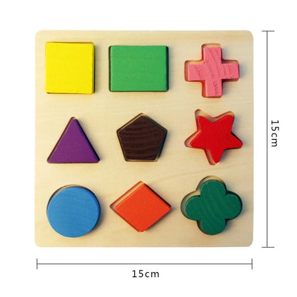 Motor Skills: Wooden Geometric Shapes Montessori Puzzle Sorting Math Bricks,  Preschool Learning