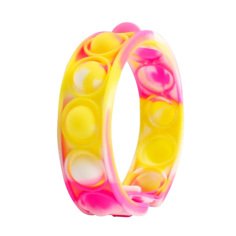 Color decompression bubble dimple toy, irritability anti-stress, Anxiety & Sensory relief color silicone bracelet