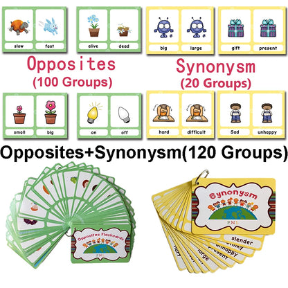 Read & Write English: 120 Groups Opposites Synonyms English Flashcards Word Card Games for Kids Baby Learning Educational Toys For Children Montessori