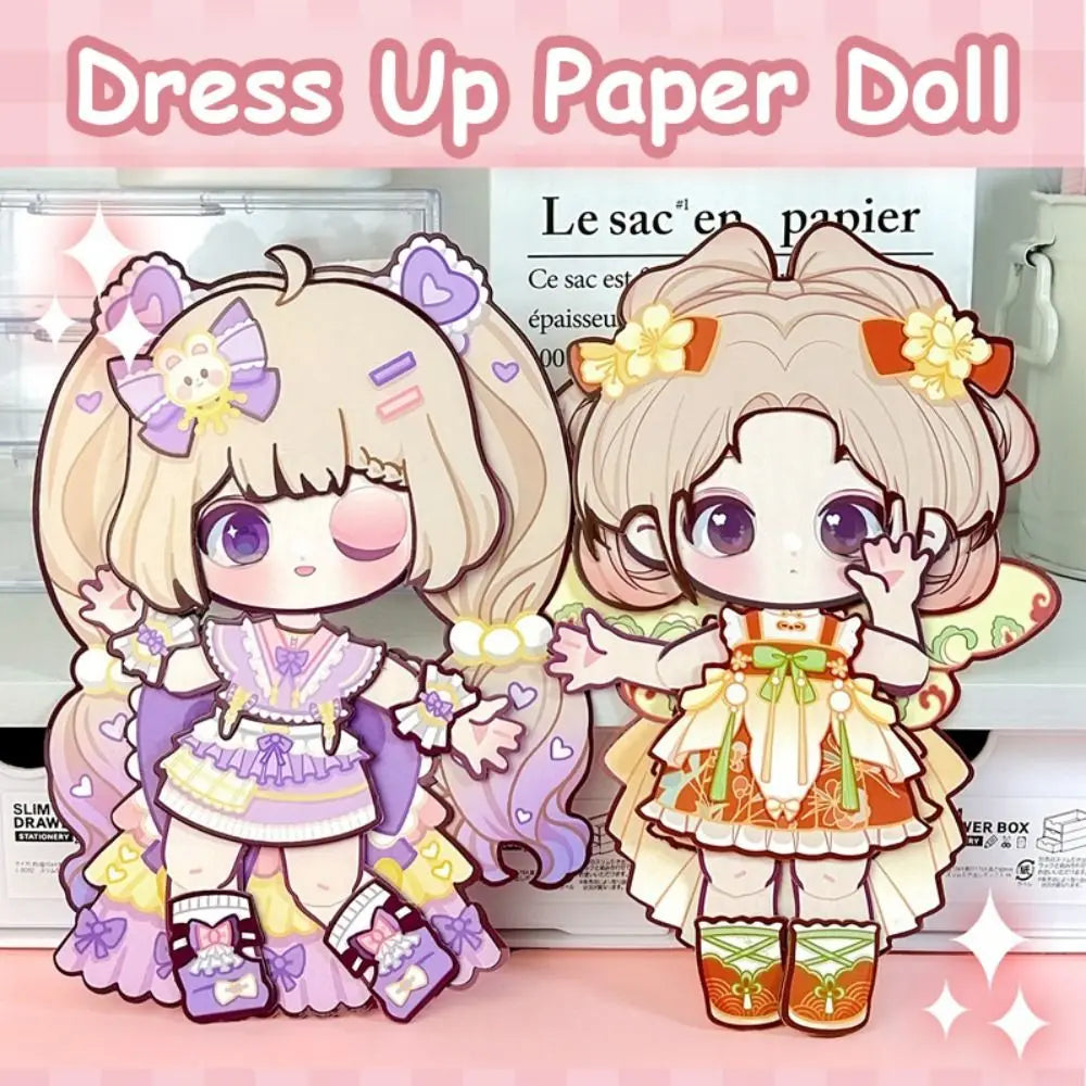 Cartoon DIY Paper Puppet Handmade Montessori 3D Dress Up Paper Doll Quiet Book