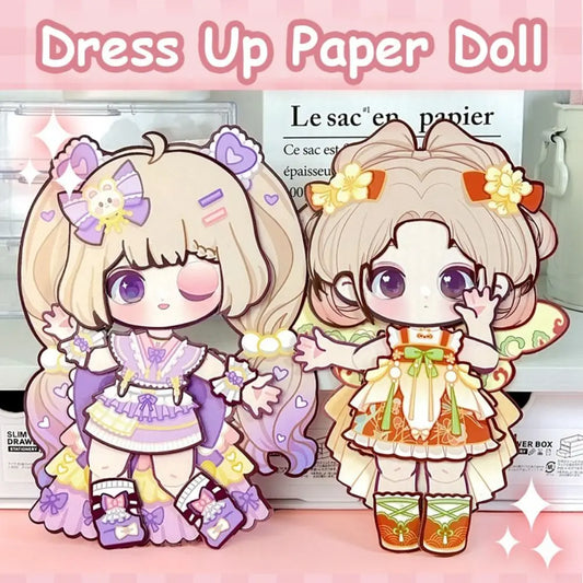 Cartoon DIY Paper Puppet Handmade Montessori 3D Dress Up Paper Doll Quiet Book