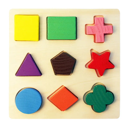 Motor Skills: Wooden Geometric Shapes Montessori Puzzle Sorting Math Bricks,  Preschool Learning