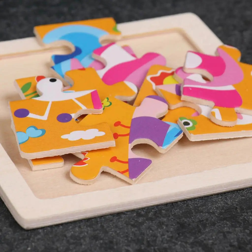 Motor Skills: Wooden Cartoon Animal Board Montessori, Children Puzzle Learning