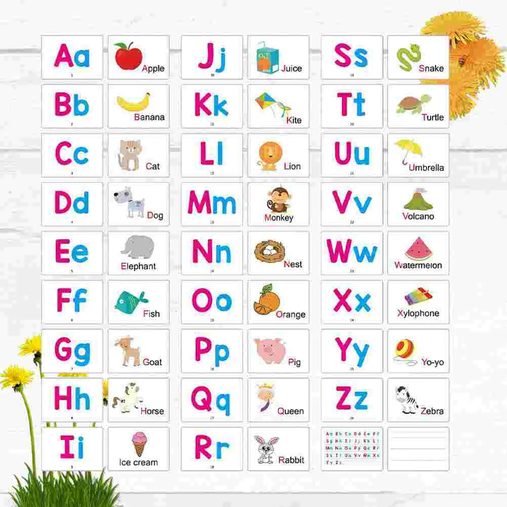 Read & Write English: 27 Pcs Printable Flash Card Baby & Children Alphabet Picture Cards, Learning English Words
