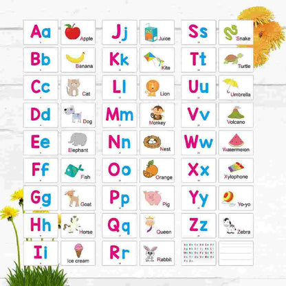 Read & Write English: 27 Pcs Printable Flash Card Baby & Children Alphabet Picture Cards, Learning English Words