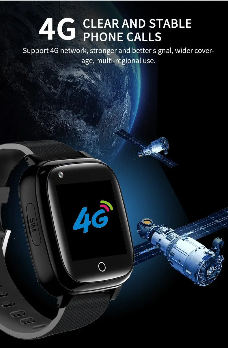 SOS Video Call Old People Locator Fall Alert Tracker Elderly Smart Watch GPS Positioning Fall Detection 4G Sim Card