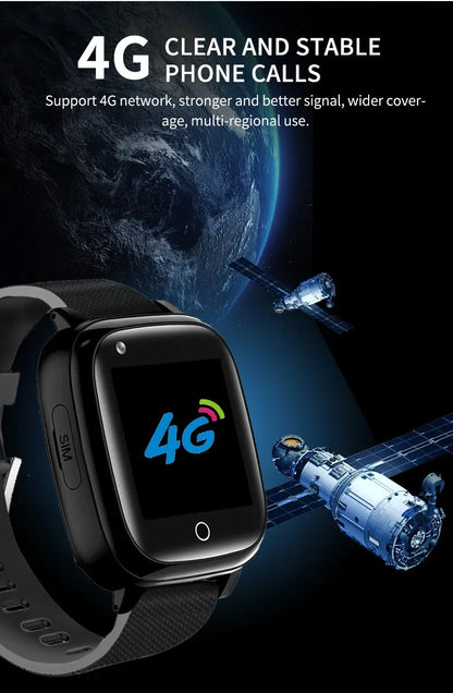 SOS Video Call Old People Locator Fall Alert Tracker Elderly Smart Watch GPS Positioning Fall Detection 4G Sim Card