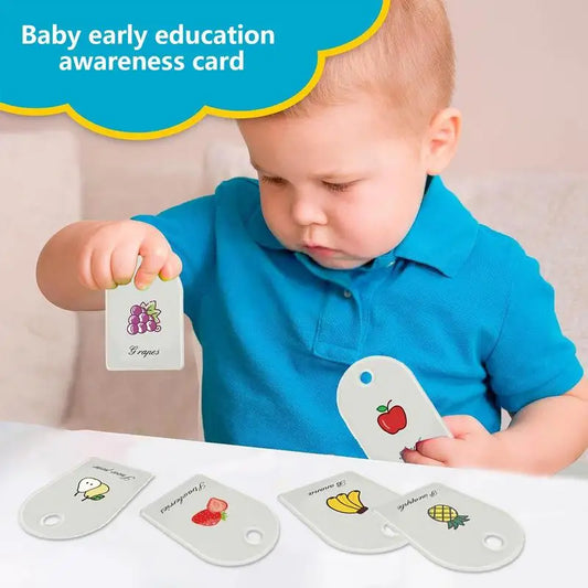 Sensory: Animals & Fruits Cognitive Double Sided Flash Cards for Toddlers. Colorful Learning Cards Games