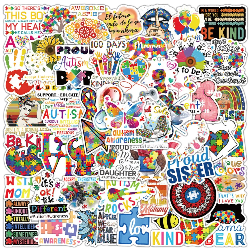 Sensory: 10/30/50 Pcs Educational Graffiti Decal Sticker Packs for Children with Autism.
