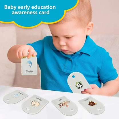 Sensory: Colorful Animals & Fruits Cognitive Words Double Sided Learning Flash Cards for Toddlers