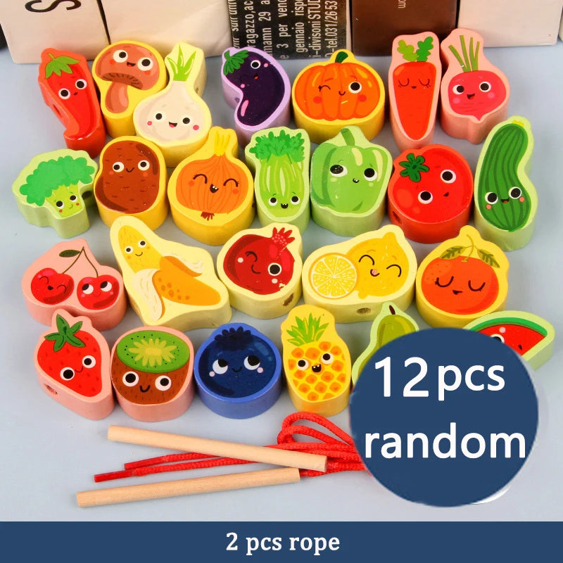 Primary Lacing Beads Educational Montessori Stringing Toy Autism Toys Toddlers Kids Preschool Children Training Gifts