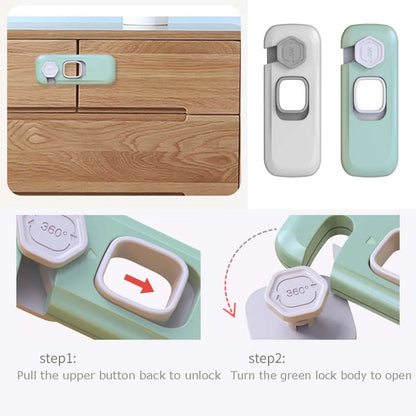 Child Safety: Anti-pinch Locks Strap & Cabinet Locks for  Furniture, Sliding Door, Refrigerator