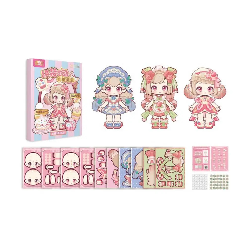 Cartoon DIY Paper Puppet Handmade Montessori 3D Dress Up Paper Doll Quiet Book