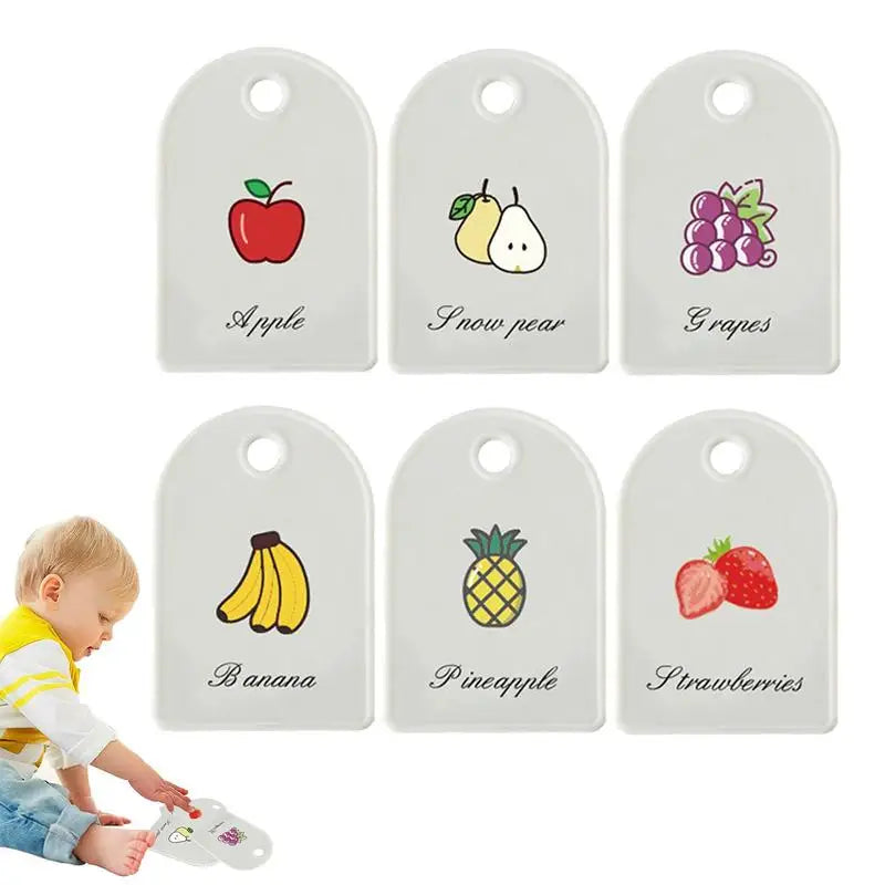 Sensory: Colorful Animals & Fruits Cognitive Words Double Sided Learning Flash Cards for Toddlers