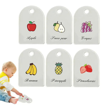 Sensory: Colorful Animals & Fruits Cognitive Words Double Sided Learning Flash Cards for Toddlers