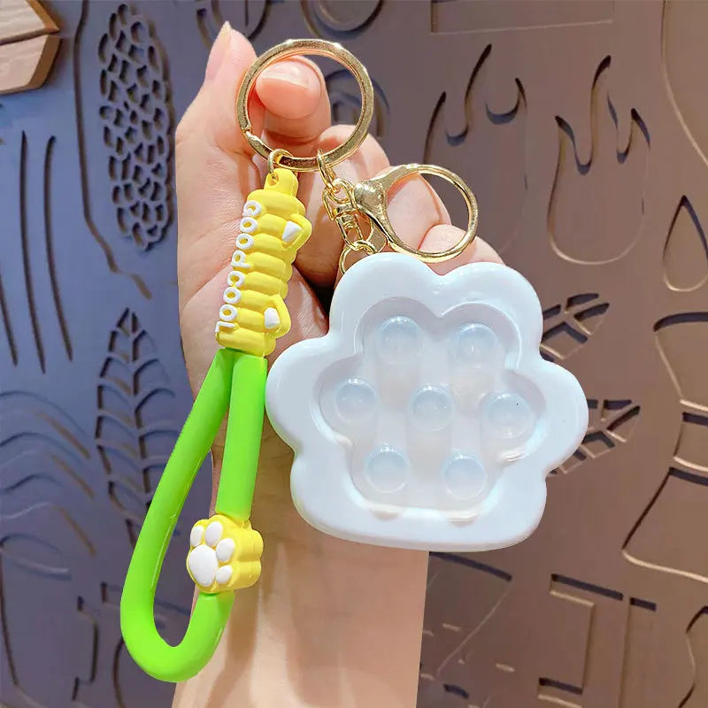 Stress: Push Cat Paw Keychain Pendant Toy Cartoon Kids Squeeze Transparent Bean Stress Relief Sensory Toys Autism Anxiety Toys