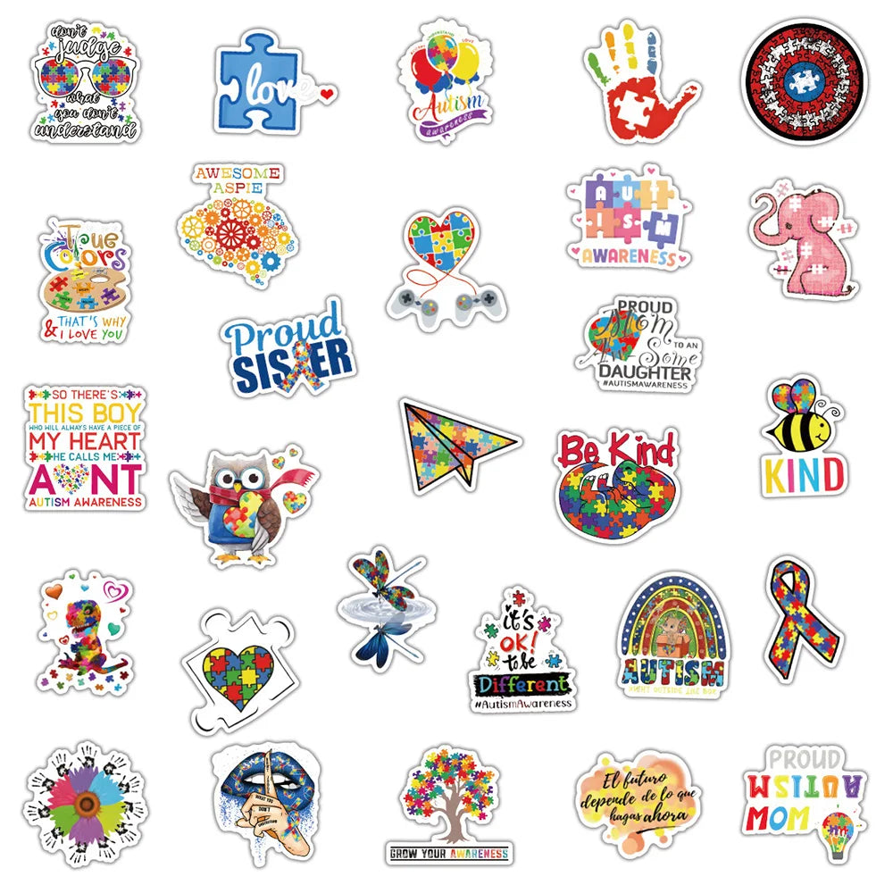 Sensory: 10/30/50 Pcs Educational Graffiti Decal Sticker Packs for Children with Autism.