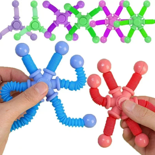 Stress: Fidget Spinner Pop Tube Sensory Toys (1pcs) for Children/Adults. Suction Cup Stress Relief
