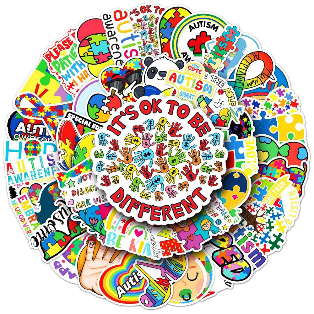 Motor Skills: 10/30/50pcs Color Puzzle Love Autism Cartoon Graffiti Stickers Scrapbook Phone Laptop Bike Luggage Funny Sticker Decal Kids