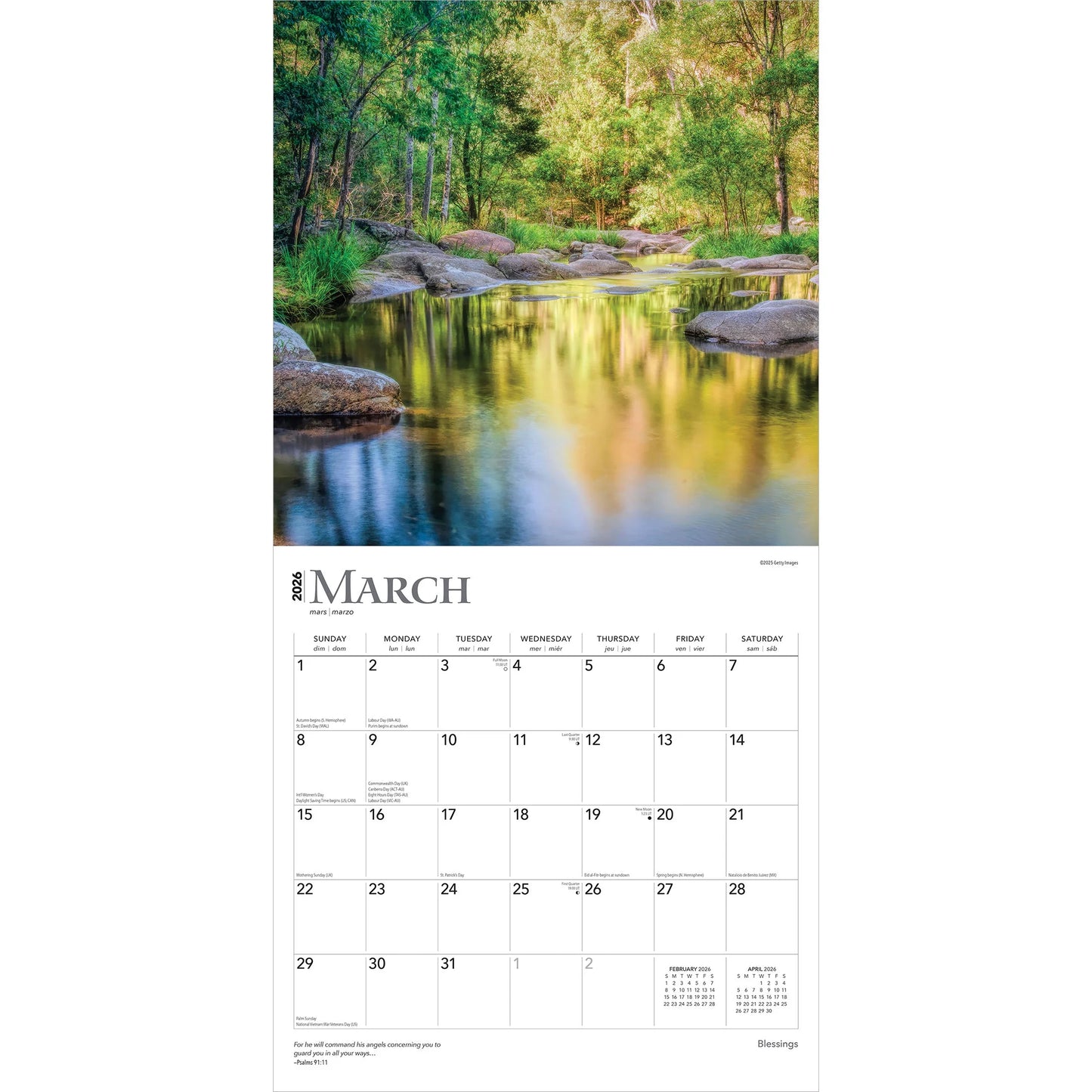 Blessings | 2026 12X24" (Hanging) Square Wall Calendar | Plastic-Free
