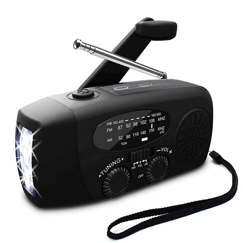 Multifunctional AM/FM/NOAA Portable Weather Radio Emergency Hand Crank Radio Power Bank Solar Charging with LED Flashlight