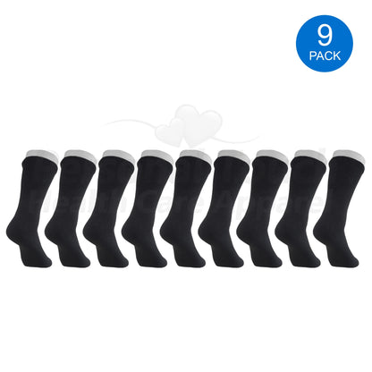 Diabetic Socks Men'S & Women Crew Style Physicians Approved Socks, 9 Pairs, (Black, 9-11)