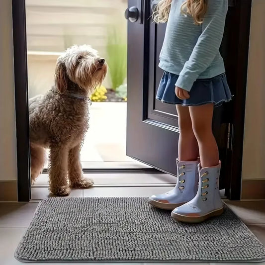 Dog Door Mat Mud Catcher - Absorbent Non-Slip Pet Paw Cleaner Mat, Washable Quick-Dry Indoor Rug for Mud