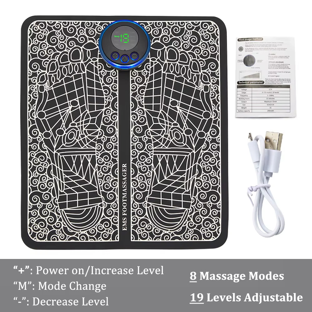 EMS Foot Massager Mat Electric TENS Feet Massager Pad Foldable Massage Mat Muscle Stimulation Fisioterapia Terapia Fisica Salud