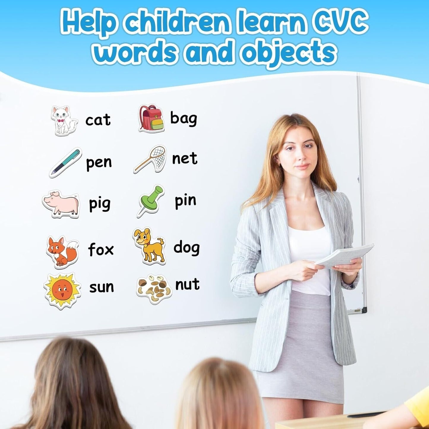 CVC Word Games,50 Magnetic Foam Objects,Fridge Magnets for Kids,Speech Therapy T